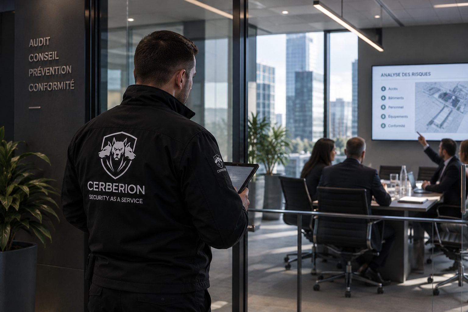 Consultant Cerberion réalisant un audit de sûreté et analyse des risques au Luxembourg