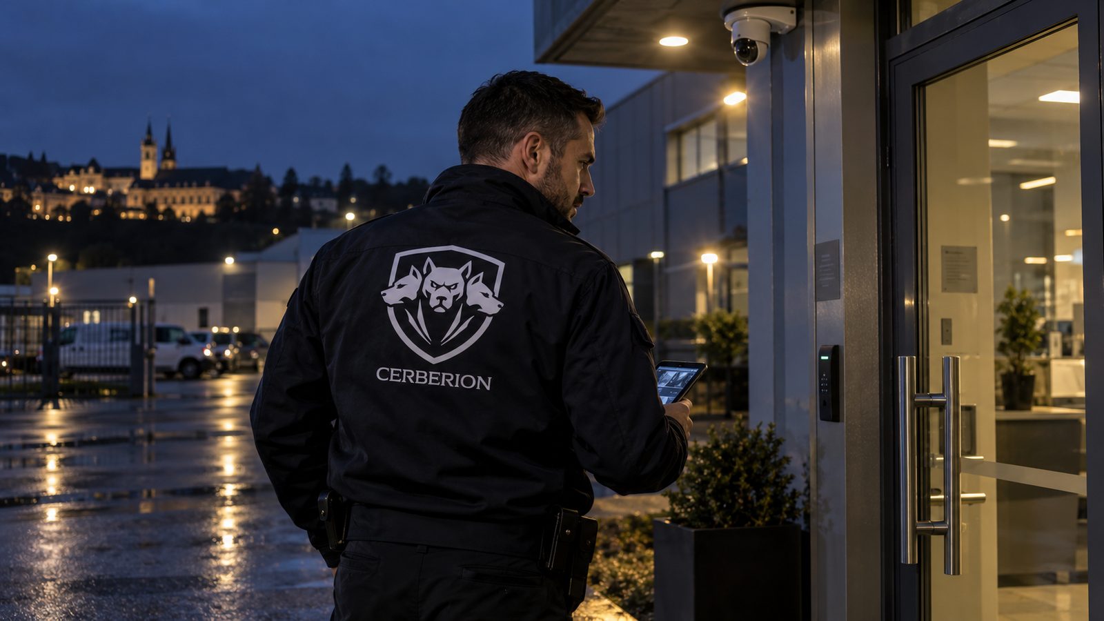 Agent Cerberion effectuant une levée de doute par télésurveillance au Luxembourg