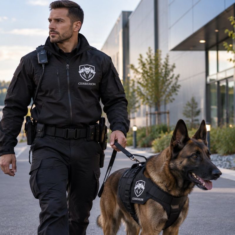Agent cynophile Cerberion avec son chien au Luxembourg