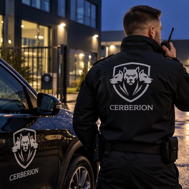 Agent de sécurité mobile Cerberion en ronde de nuit au Luxembourg