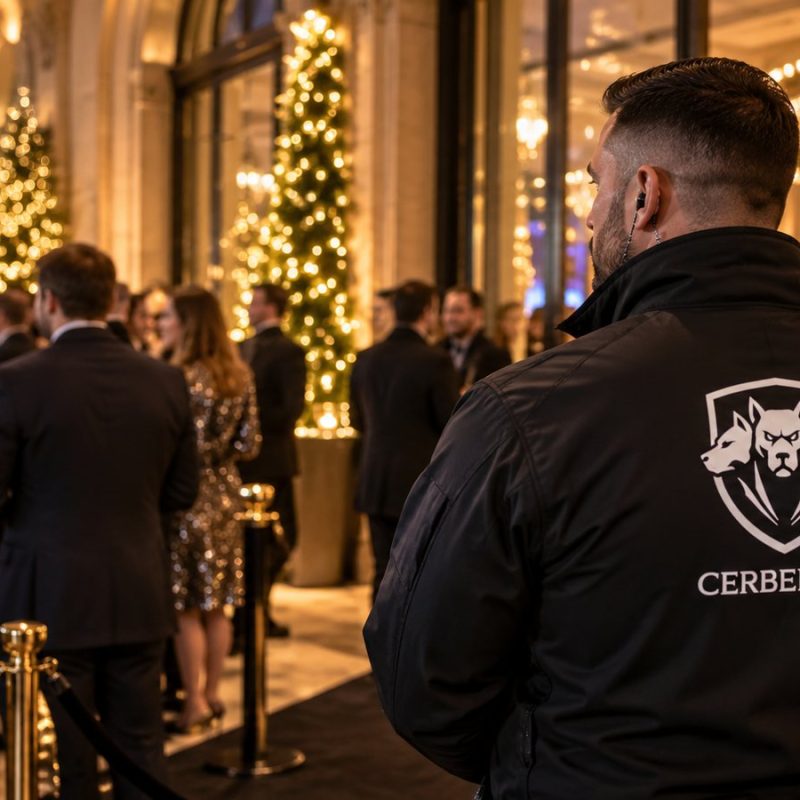 Agent Cerberion sécurisant un événement de fin d'année au Luxembourg